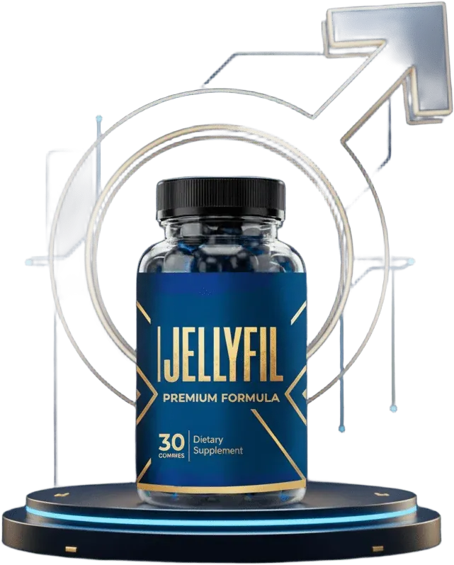 JellyFil official website product shot: one bottle of JellyFil men's vitality gummies, 30 gummies